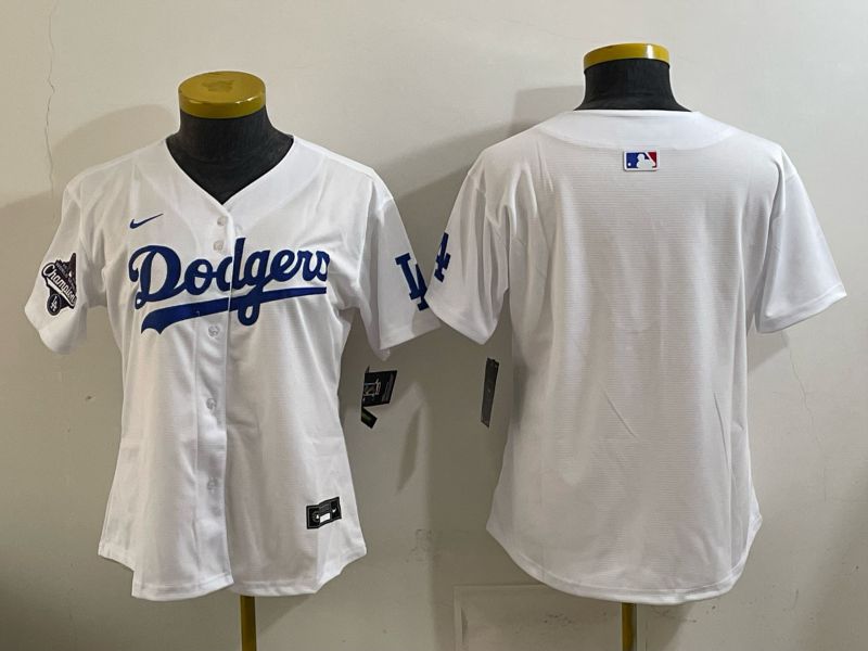 Women 2025 Los Angeles Dodgers Blank White Game Nike MLB Jersey style 002
